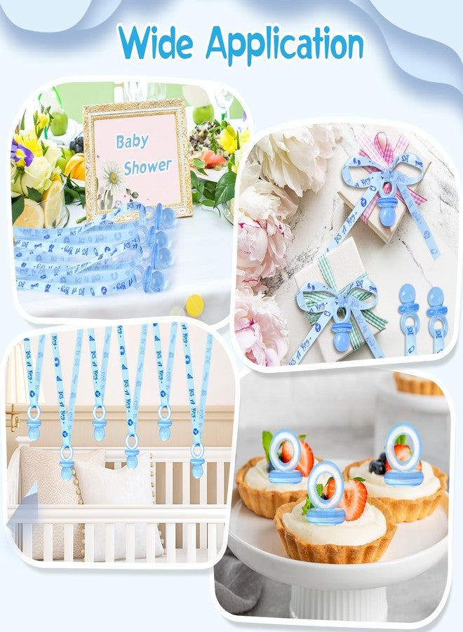 ZYFLSQ 36 Pieces Baby Shower Pacifiers Necklace, Cute Acrylic Pacifier Necklaces for Baby Shower Games Boy Charm, Party Favors, Decorations DIY, Gender Reveal Table Scatter(Blue) - Image 5